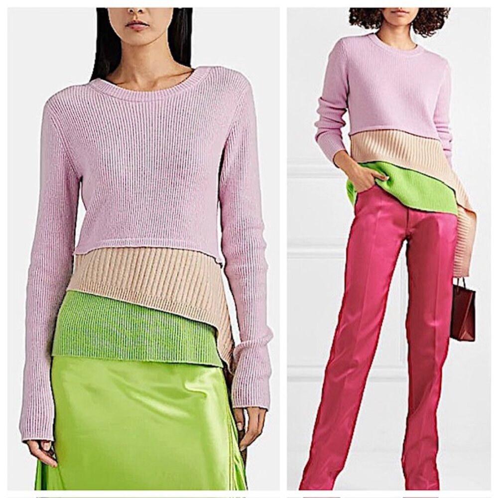 Sies Marjan Sae Wool-Cashmere Tiered-Hem Sweater